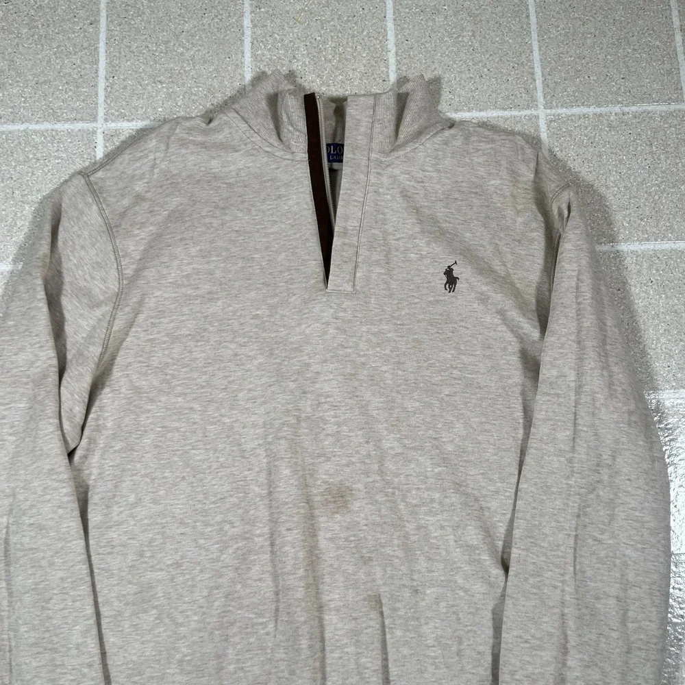 Polo Ralph Lauren Long Sleeve Luxury Jersey Quarter Zip Sweater 1/4 Size L - Picture 2 of 7